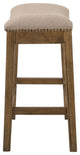 Saddle Style 25" Counter Height Stool With Cream Fabric