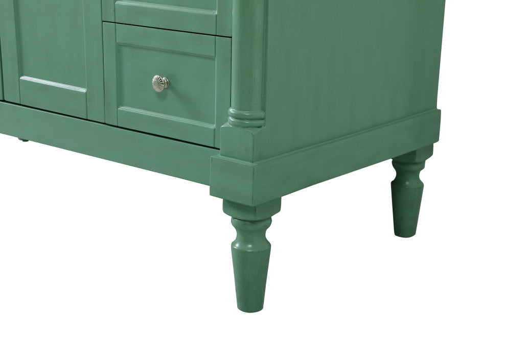 48" Single Bathroom Vanity, Vintage Mint With Ivory White Engineered Marble