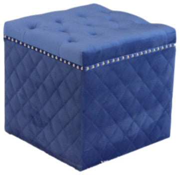 Lemele Velvet Ottoman, Sky Blue