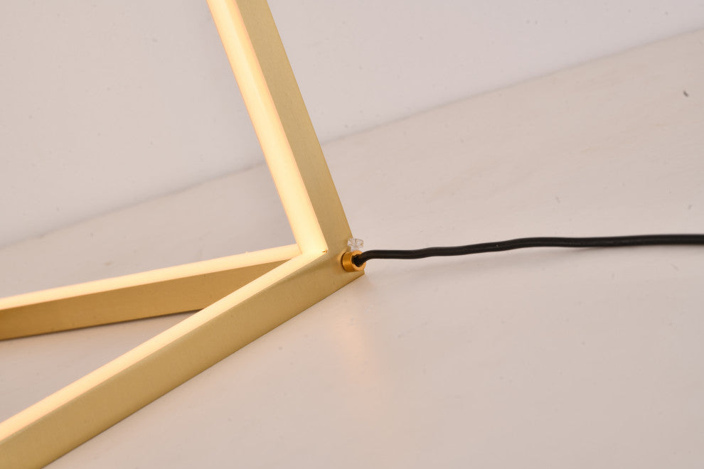 Aluminum LED Side Table With Glass Top, Gold