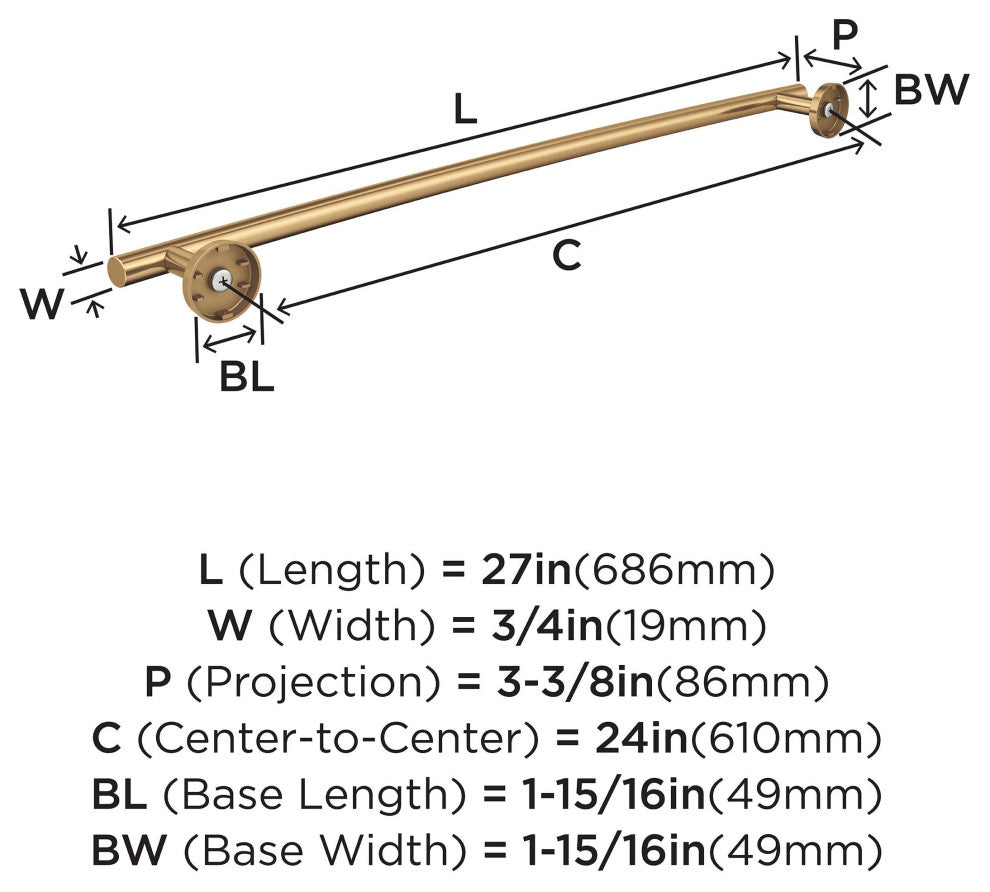 Towel Bar, 24", Champagne Bronze
