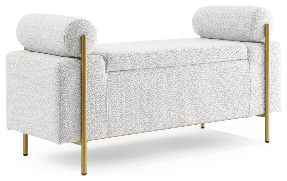 Gewnee Elegant Upholstered Linen Storage Bench