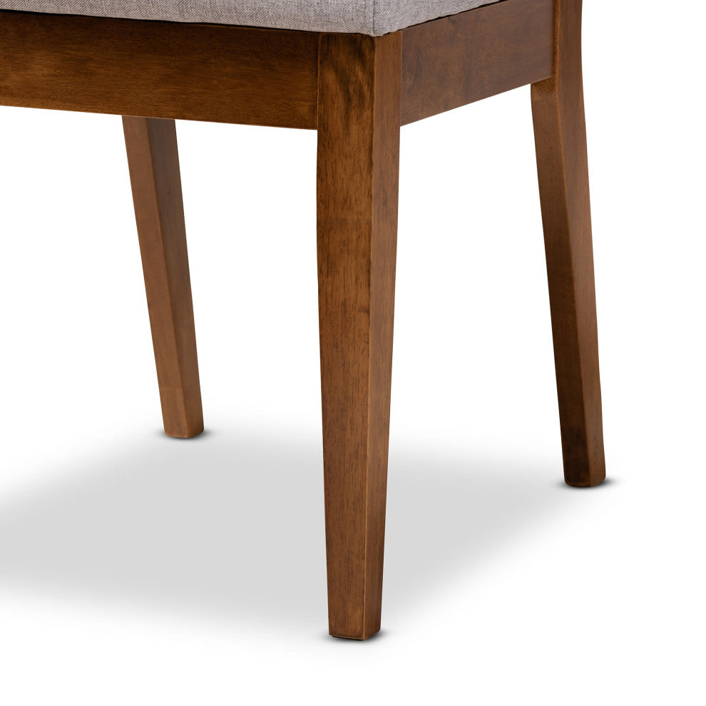 Gray Fabric Upholstered And Walnut Brown Finished Wood Dining Chairs, Set of 2