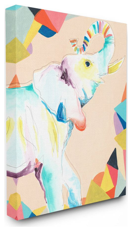 Colorful Abstract Elephant Animal Rainbow Drawing, 24"x30"