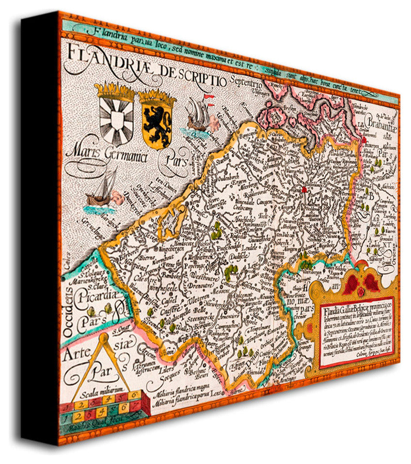 'Map of Flanders' Canvas Art by Johannes Bussemacher, 14" X 19"