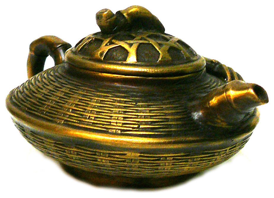 Chinese Handmade Metal Bronze Color Crab Teapot Display