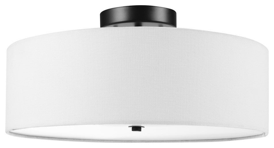 Globe Electric 60315 Kyle 2 Light 16"W Semi-Flush Drum Ceiling - Satin