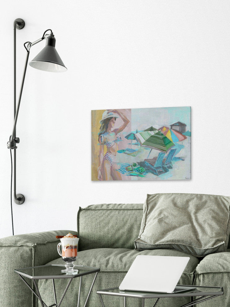 "White Sun Hat" Painting Print on Wrapped Canvas, 60"x40"
