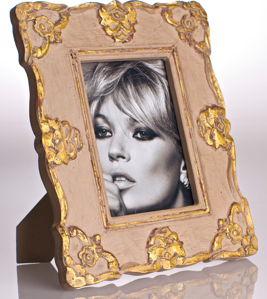 Vendome Gray and Gold Leaf Frame