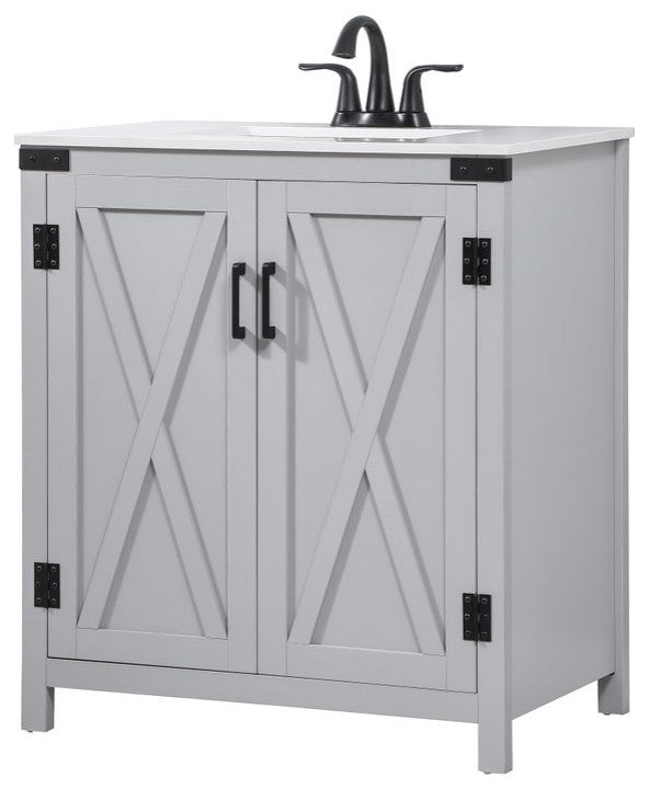 Home Living 19" Farmhouse Grey-Light Bathroom Vanity