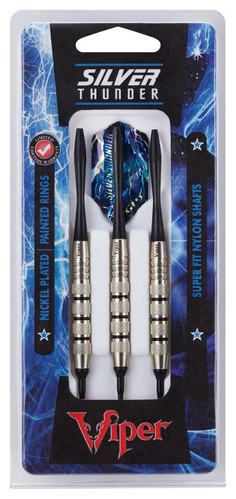 Viper Silver Thunder Soft Tip Darts, 4 Knurled Rings, 16 Grams
