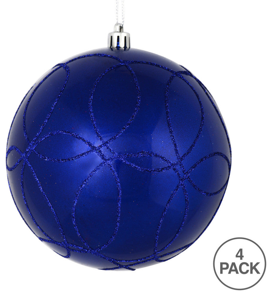 Vickerman N182422D 4" Cobalt Blue Candy Finish Ornament With Circle Glitter