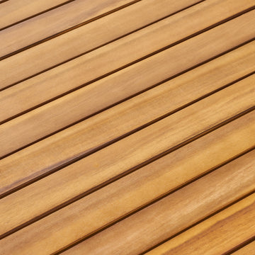 Stanford Outdoor Square Acacia Wood Dining Table With Straight Legs, Teak Finish