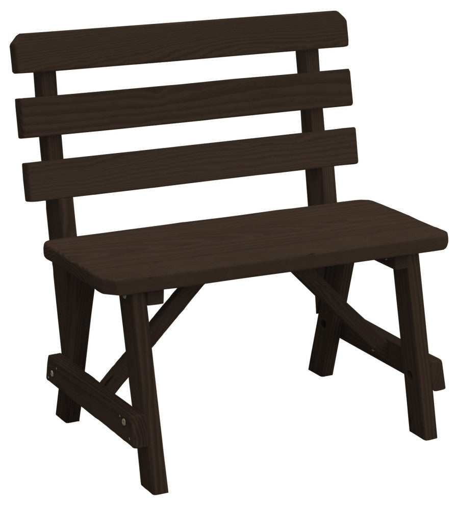 Traditional Cedar Backed Bench, Walnut Stain, 3 Foot