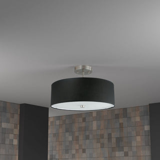 Dainolite 571-143SF Everly 3 Light 14"W Semi-Flush Drum Ceiling - Matte Black /