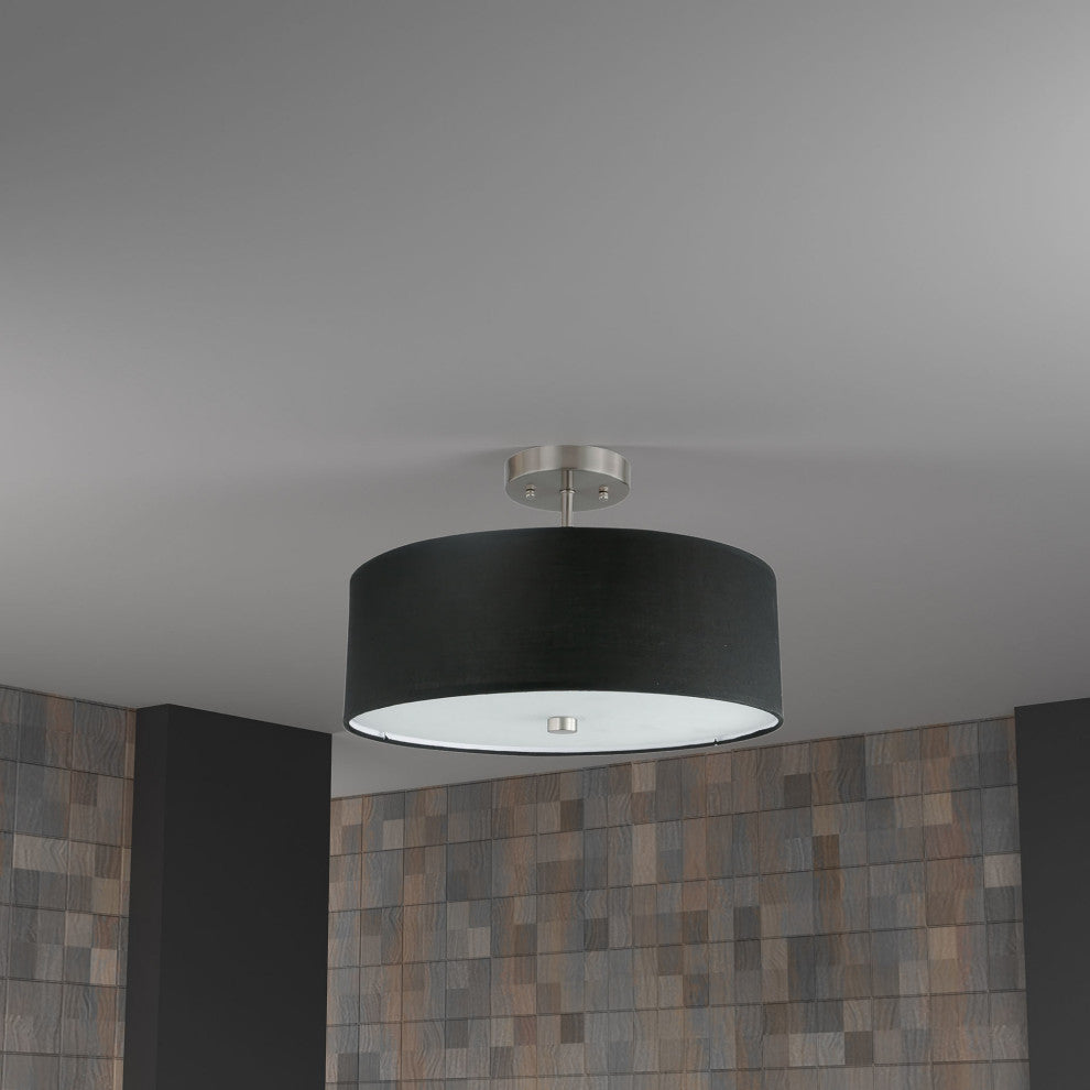 Dainolite 571-143SF Everly 3 Light 14"W Semi-Flush Drum Ceiling - Matte Black /