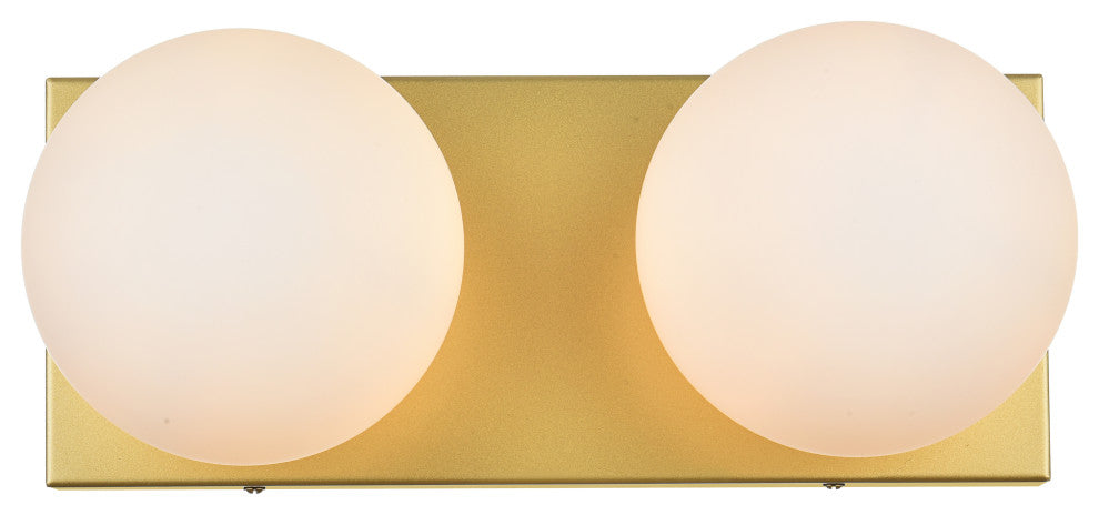 2 Light Brass And Frosted White Bath Sconce