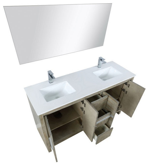 Lafarre Contemporary  60" Rustic Acacia Double Sink Bathroom Vanity Set, Labaro