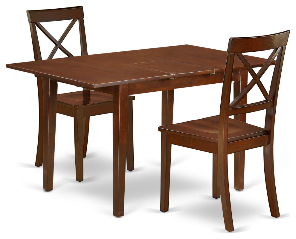 3Pc Rectangle 48/60" Kitchen Table, 12, Leaf And Pair Of Wood Seat Chairs