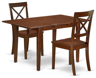 3Pc Rectangle 48/60" Kitchen Table, 12, Leaf And Pair Of Wood Seat Chairs