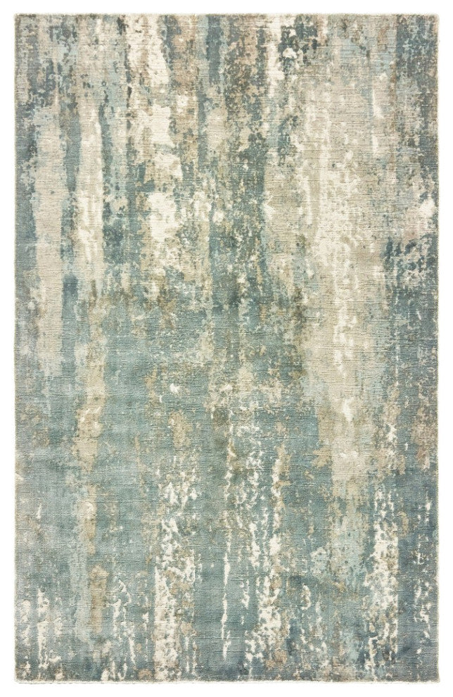 8??X 10??Blue And Gray Abstract Splash Indoor Area Rug