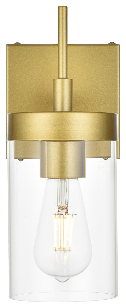 1 Light Brass And Clear Bath Sconce