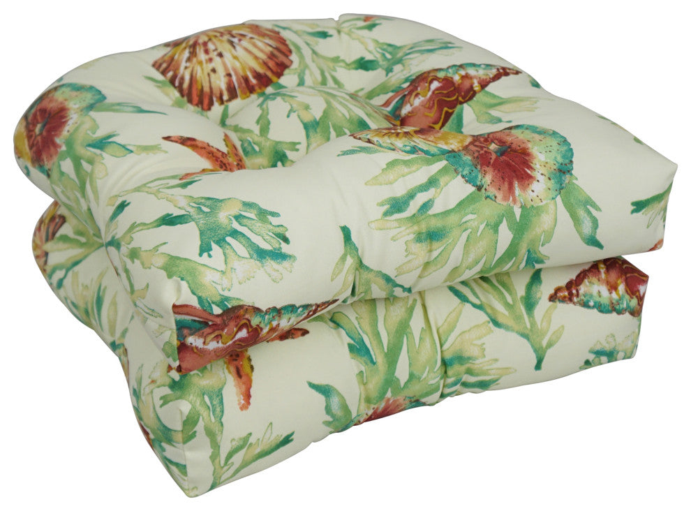 19" U-Shaped Dining Chair Cushions, Set of 4, Daytrip Reef