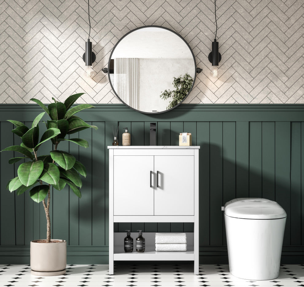 Home Living 24" Single Bathroom Vanity, White