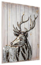 "Deer 2" Hand Painted Iron Wall Sculpture on Slatted Solid Wood Wall Art 40"x30"