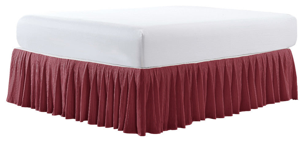 Diamond Square 18" Bed Skirt, Brick, Queen