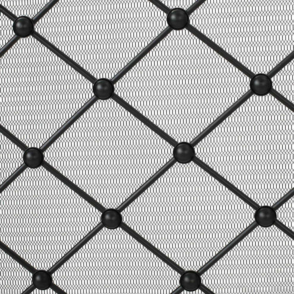 GDF Studio Chamberlain 3 Paneled Iron Fireplace Screen, Black