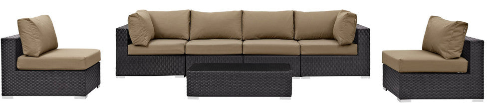Espresso Mocha Convene 7 Piece Outdoor Patio Sectional Set