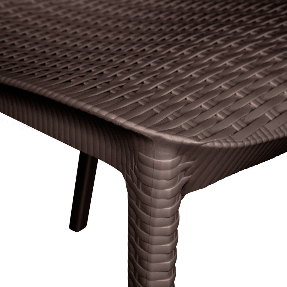 Kent Modern Stackable Outdoor Dining Arm Chair Set of 2, Brown