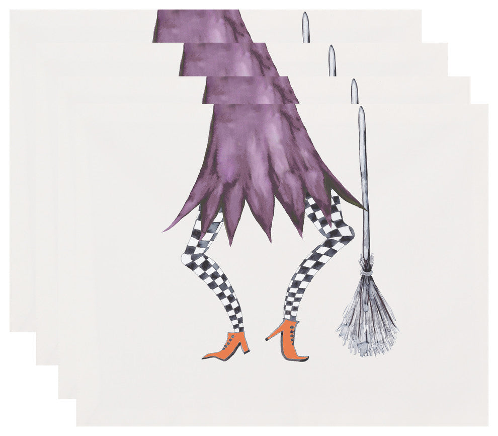 Esmerelda 18"x14" Cream Halloween Print Placemat, Set of 4