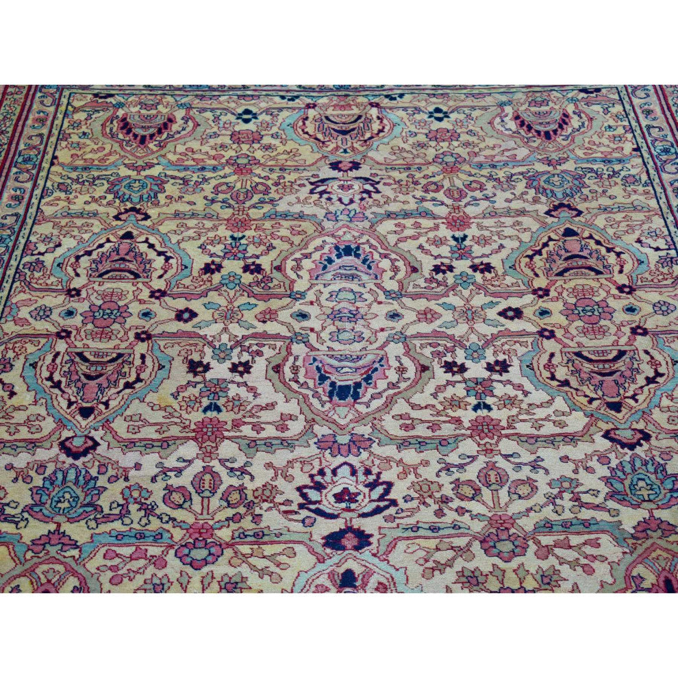 Beige Antique Turkish Sivas Mint Condition Clean and Soft Wool Rug 7'7" x 12'7"