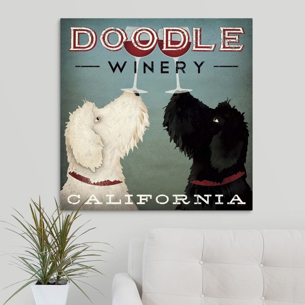 Doodle Wine Wrapped Canvas Art Print, 30"x30"x1.5"