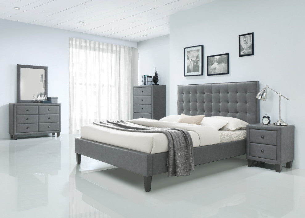 ACM-25660Q, ACME Saveria Queen Bed, 2-Tone Gray PU