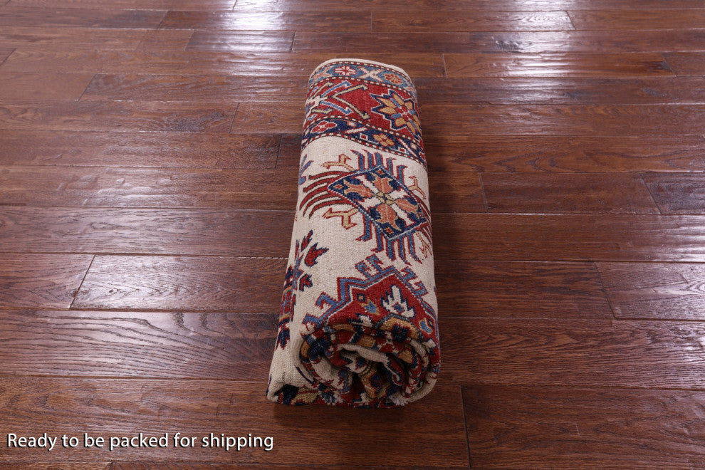 Hand Knotted Super Kazak Geometric Wool Rug 4' 10" X 6' 7" Q10618