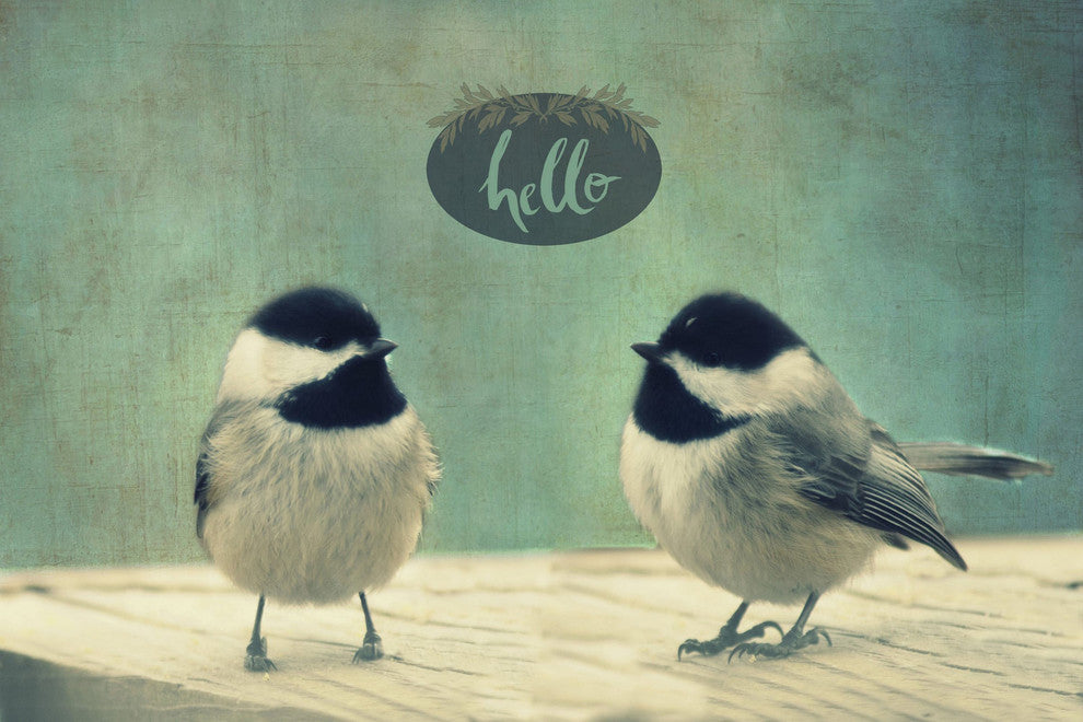 "Hello Birds 2" Painting Print on Wrapped Canvas