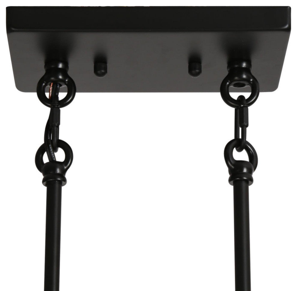LNC Chispa Black Modern Linear Crystal Large Kitchen Island Light, 3 Lights