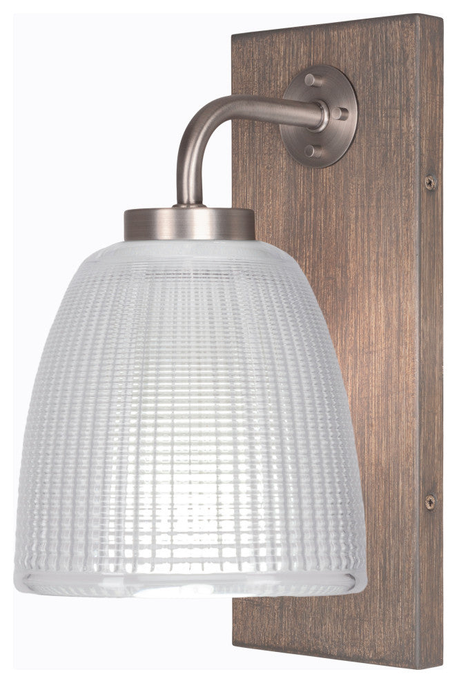 Oxbridge Wall Sconce, Graphte & Painted Distressed Metal, 5" Clear Ribbed