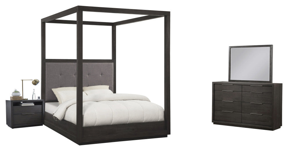 Modus Oxford 4 Piece Full Canopy Bedroom Set With Nightstand, Dolphin