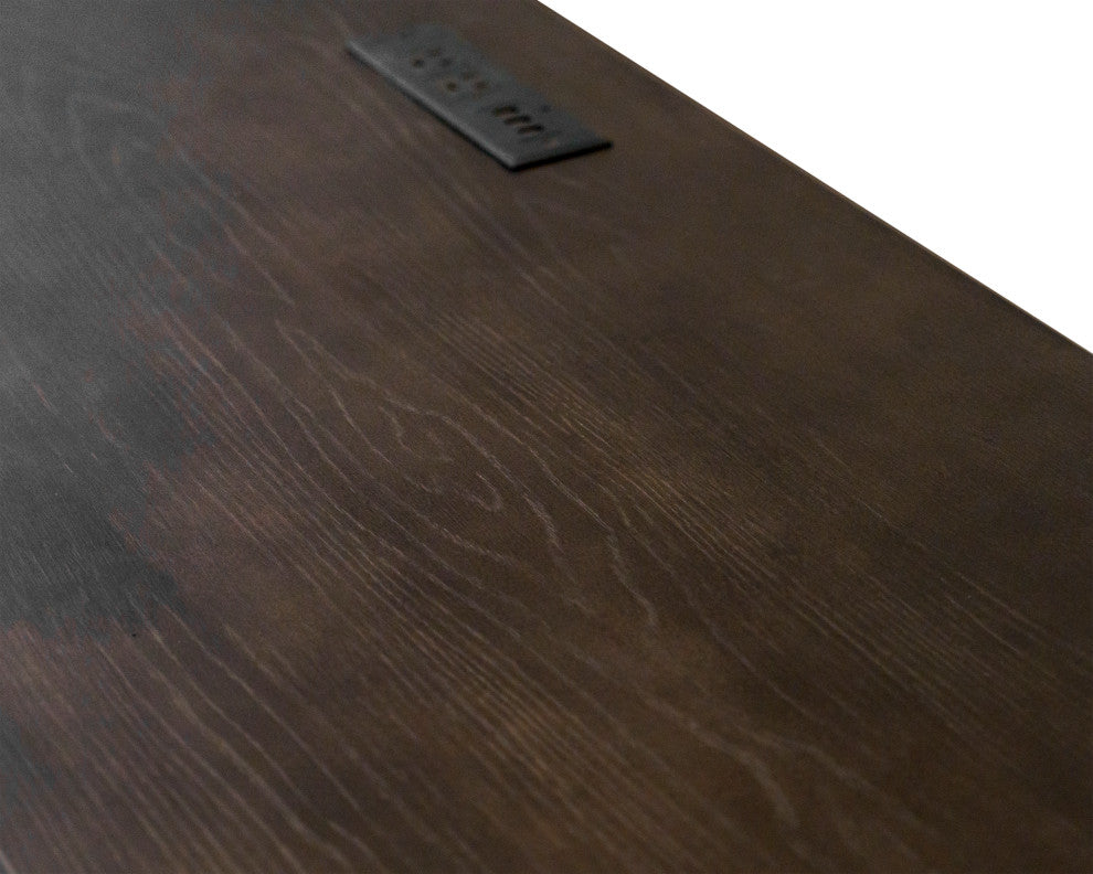 Traditional Wood Electronic Sit Stand Desk Dark Brown