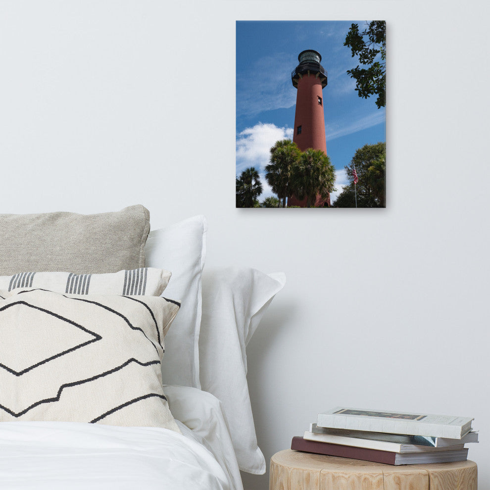 Jupiter Lighthouse 2 Color Coastal Landscape Canvas Wall Art Print, 16" X 20"