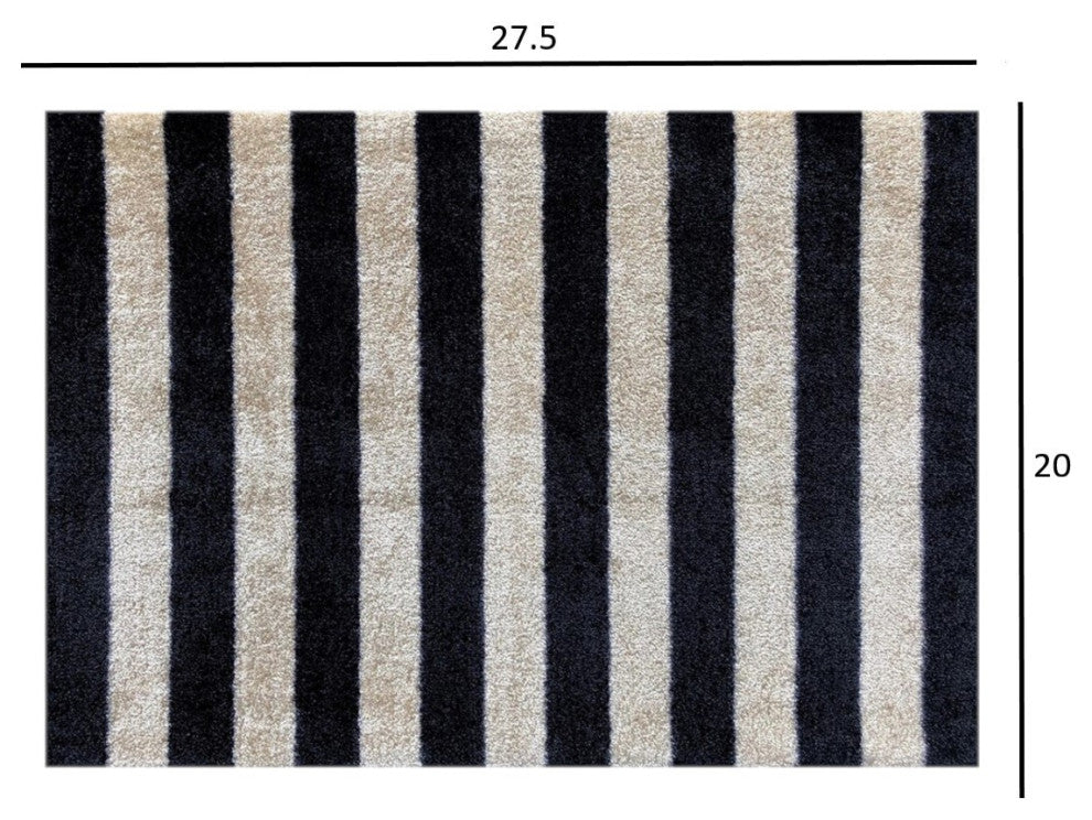 2' x 3' Black and Tan Wide Stripe Washable Floor Mat