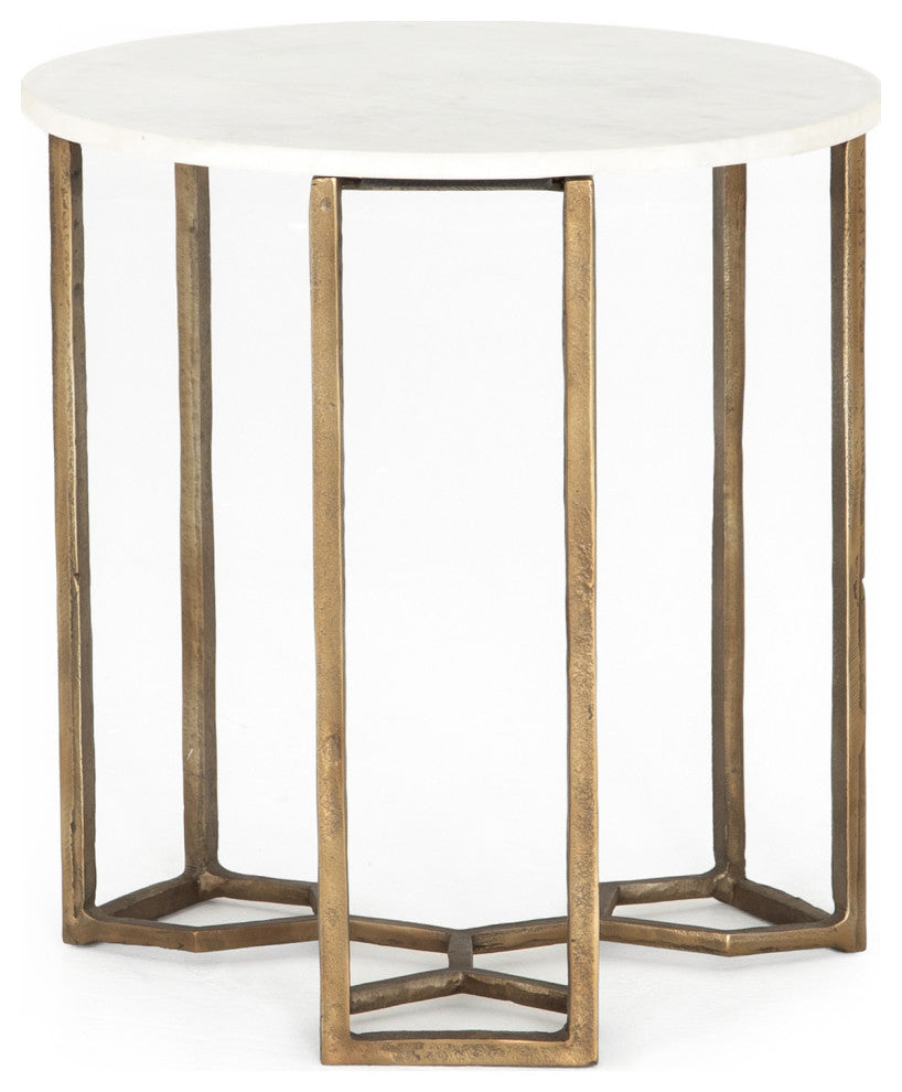 Naomi Marble End Table-Raw Brass