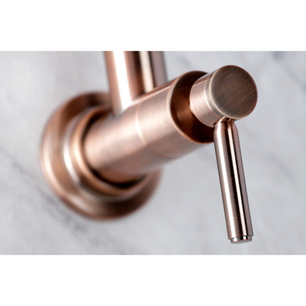 KS810DLAC Concord Wall Mount Pot Filler Kitchen Faucet, Antique Copper