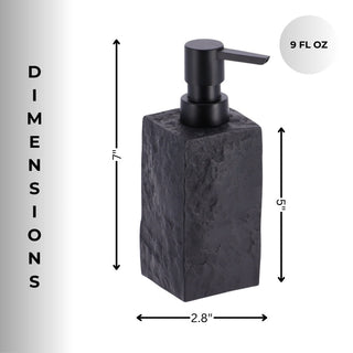 Modern Square Resin Soap & Lotion Dispenser - 9 fl oz, Stone Effect Design, Black