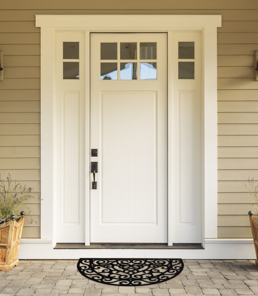 DII Heart Scroll Half Moon Pin Rubber Doormat