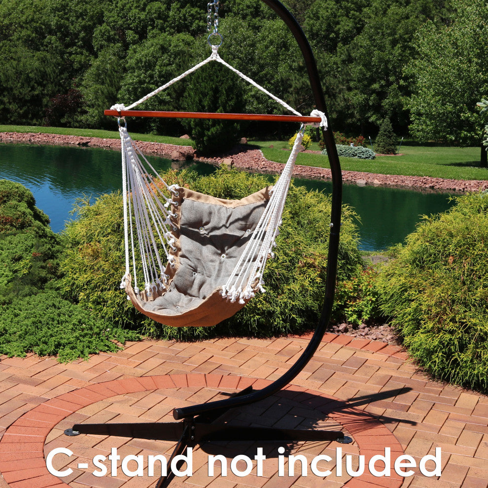 Sunnydaze Tufted Victorian Hanging Hammock Swing, 300 lb. Limit, Gray
